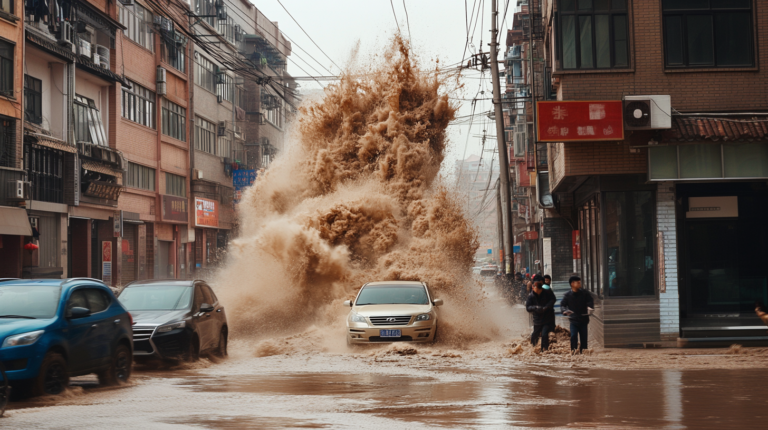 Explosion d'excrément dans une rue en Chine