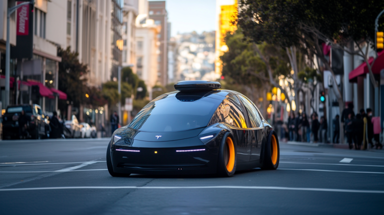 Robotaxi Tesla dans une rue de San Fransisco