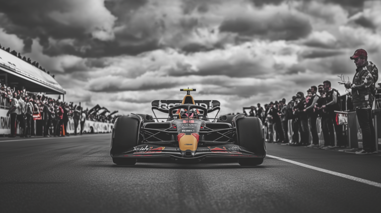 Une formule 1 Redbull sur une ligne de départ
