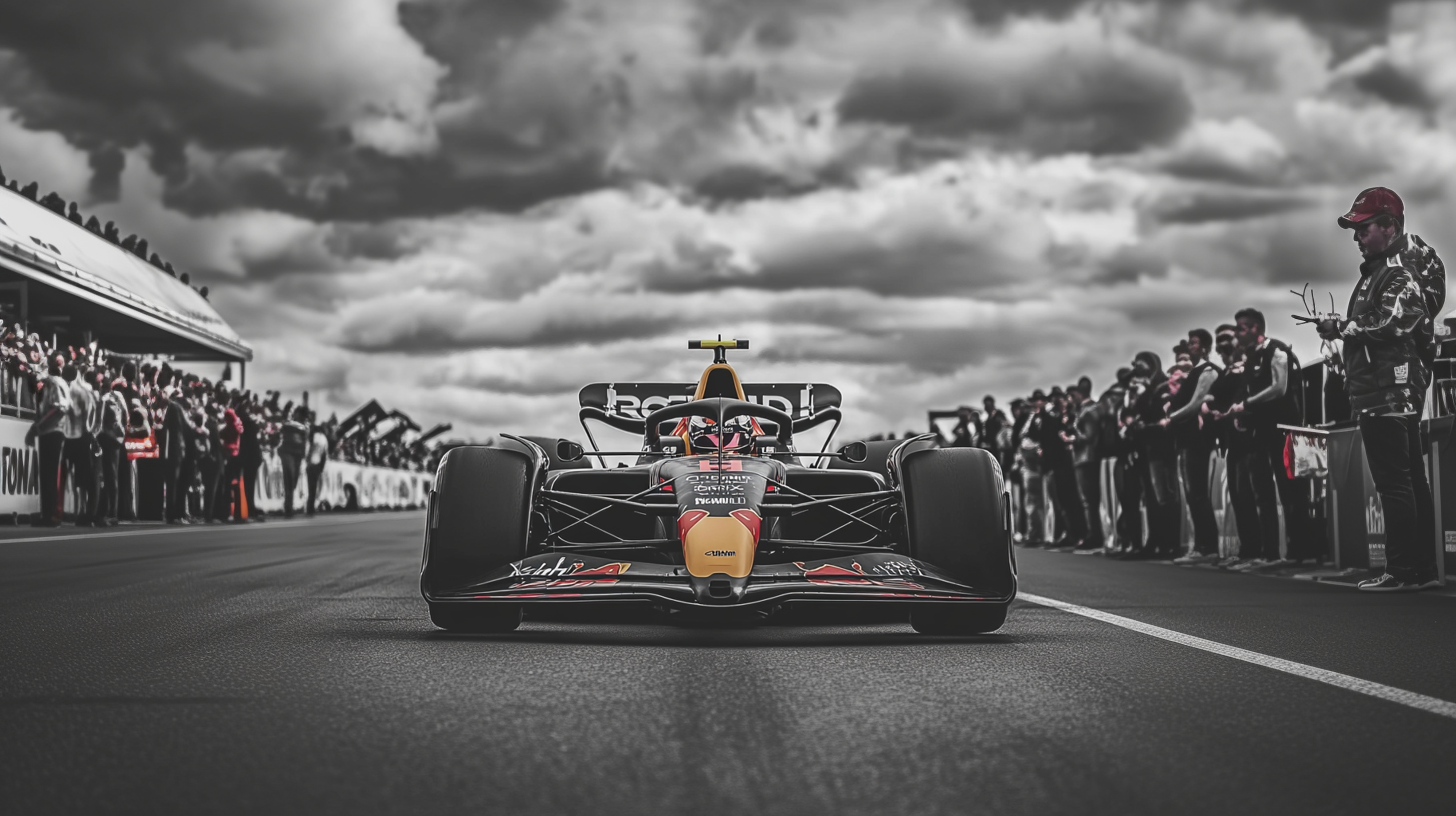 Une formule 1 Redbull sur une ligne de départ